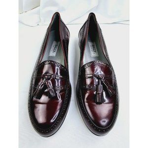 Bally Size 12W Men's David Slip On Burgundy Leather Tassel Loafers Made In Italy